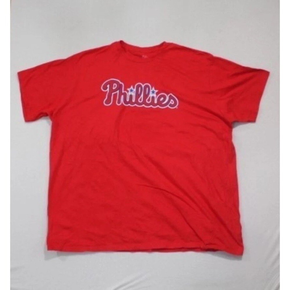 Majestic Phillies Shirt Men 4XL Red Good Bryce Harper 3 MLB Baseball Tee